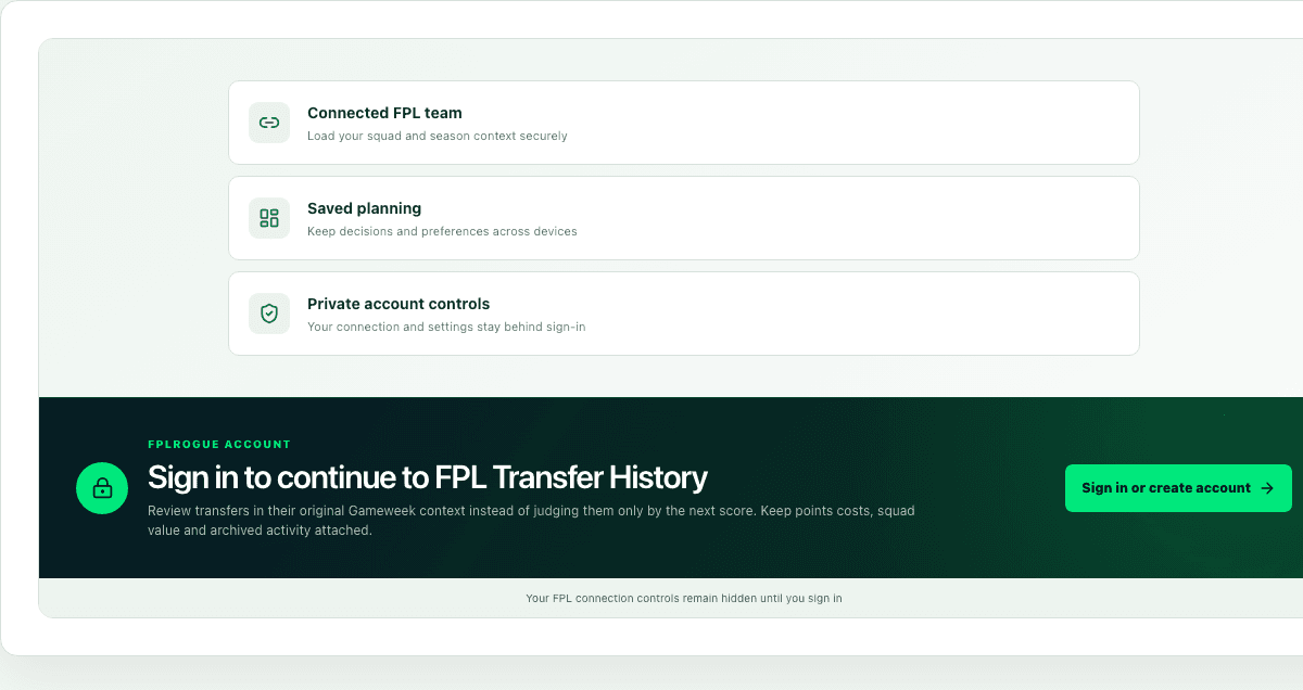 FPL Transfer History interface preview